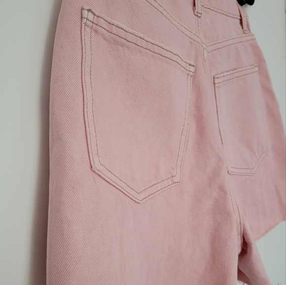 NEW Zara Pink Jean Hi Rise Shorts Fly Button Size 2 - Picture 6 of 8